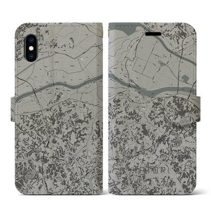 【香取（千葉県）】地図柄iPhoneケース（手帳タイプ）モノトーン・iPhone XS / X 用