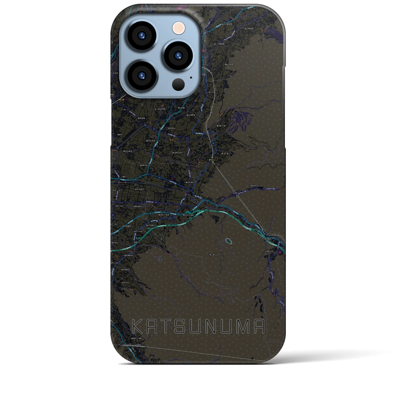 【勝沼（山梨県）】地図柄iPhoneケース（バックカバータイプ）ブラック・iPhone 13 Pro Max 用