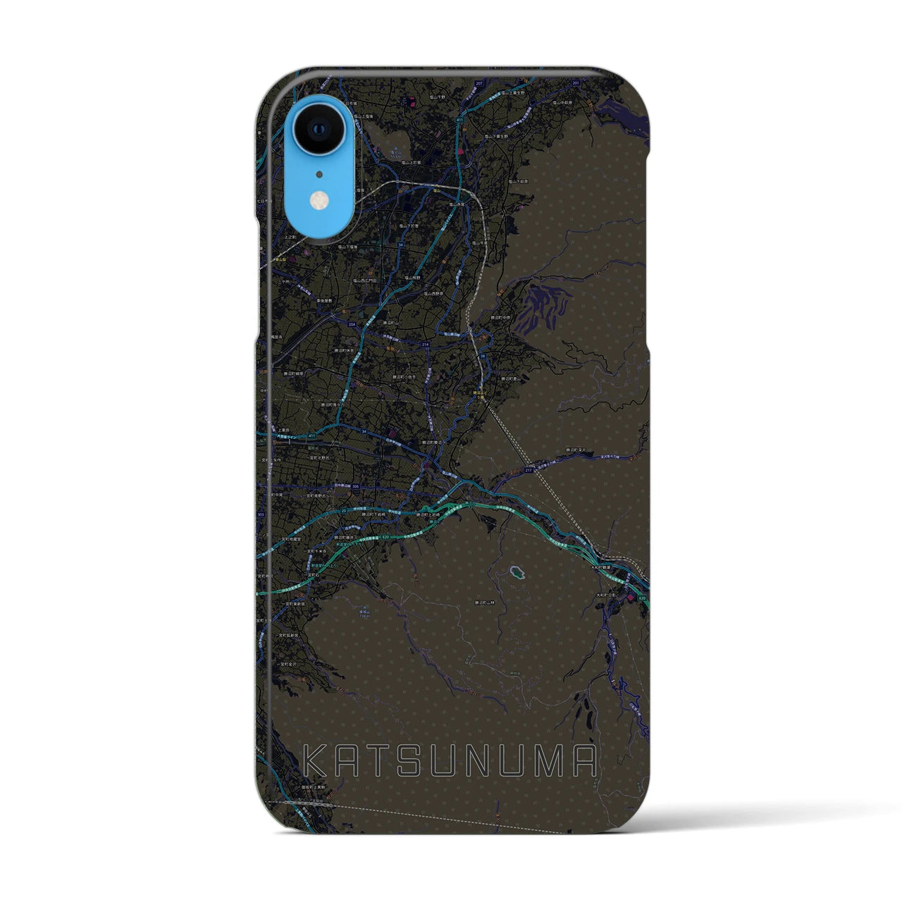 【勝沼（山梨県）】地図柄iPhoneケース（バックカバータイプ）ブラック・iPhone XR 用