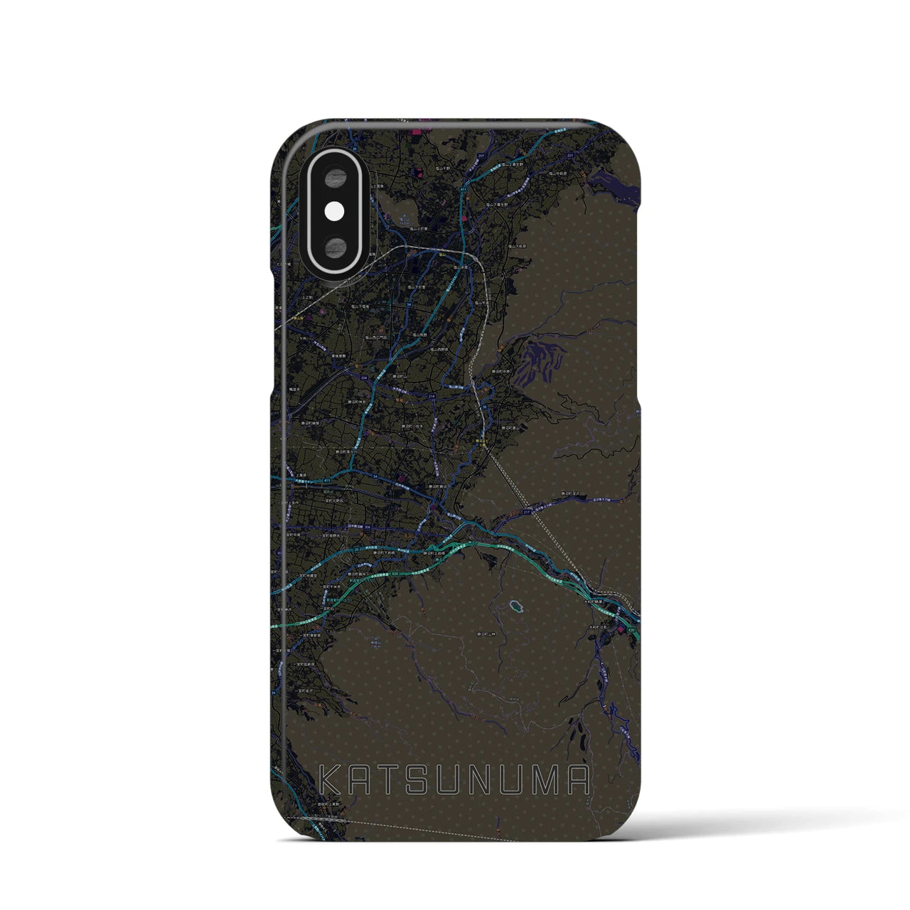 【勝沼（山梨県）】地図柄iPhoneケース（バックカバータイプ）ブラック・iPhone XS / X 用