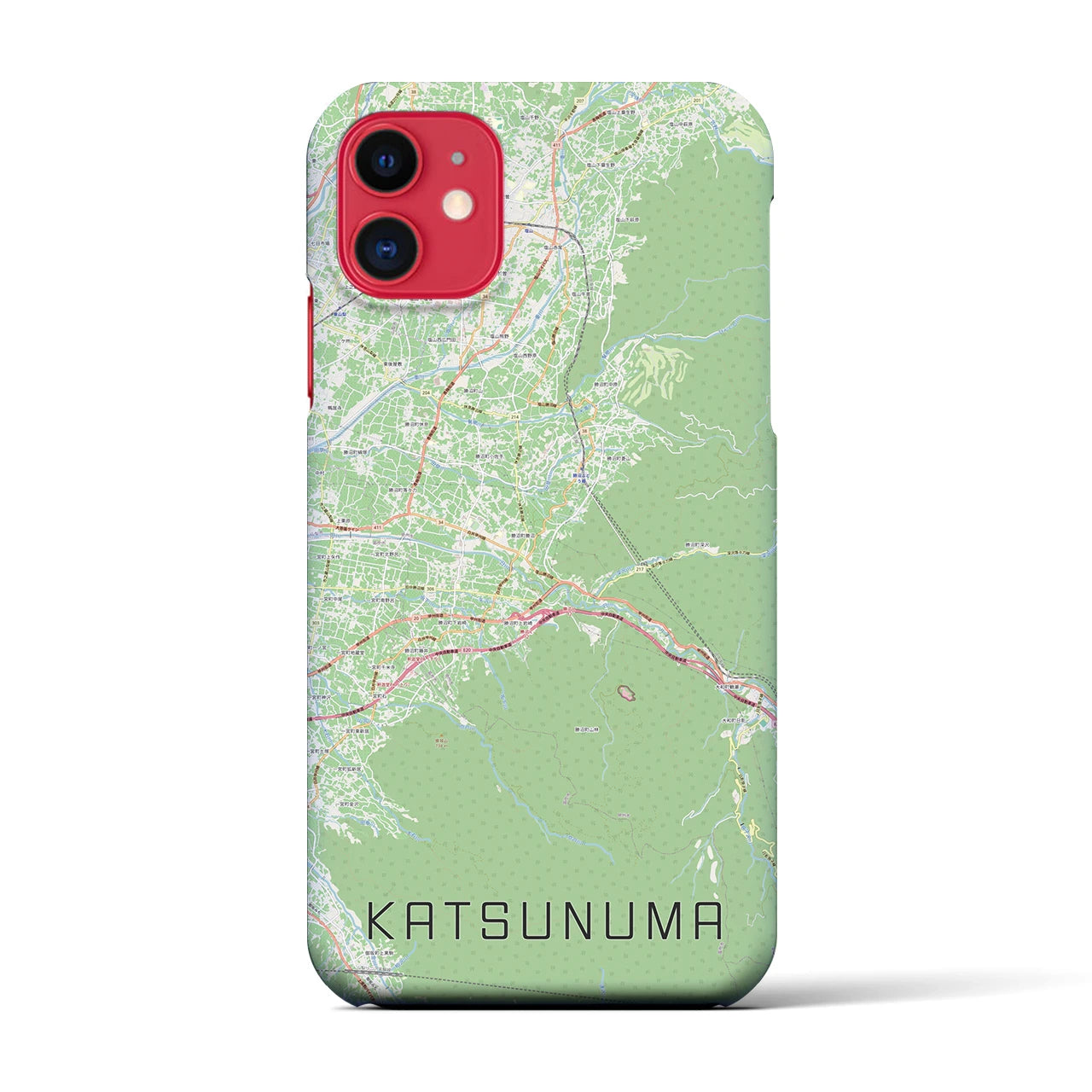 【勝沼（山梨県）】地図柄iPhoneケース（バックカバータイプ）ナチュラル・iPhone 11 用