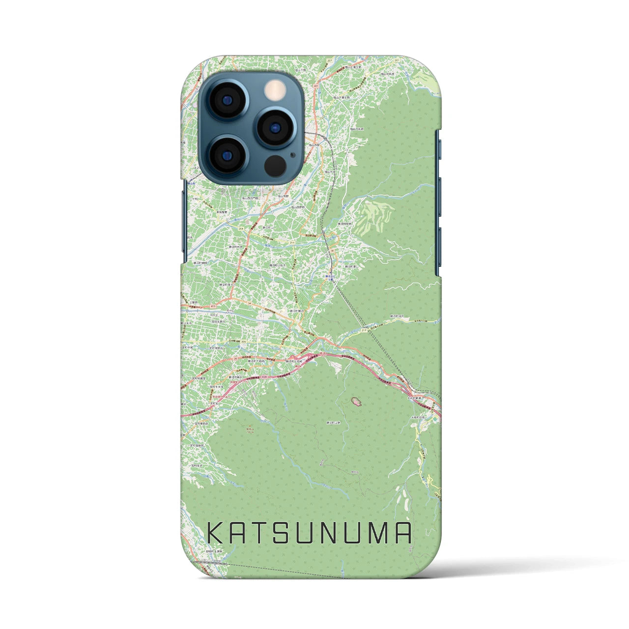 【勝沼（山梨県）】地図柄iPhoneケース（バックカバータイプ）ナチュラル・iPhone 12 / 12 Pro 用