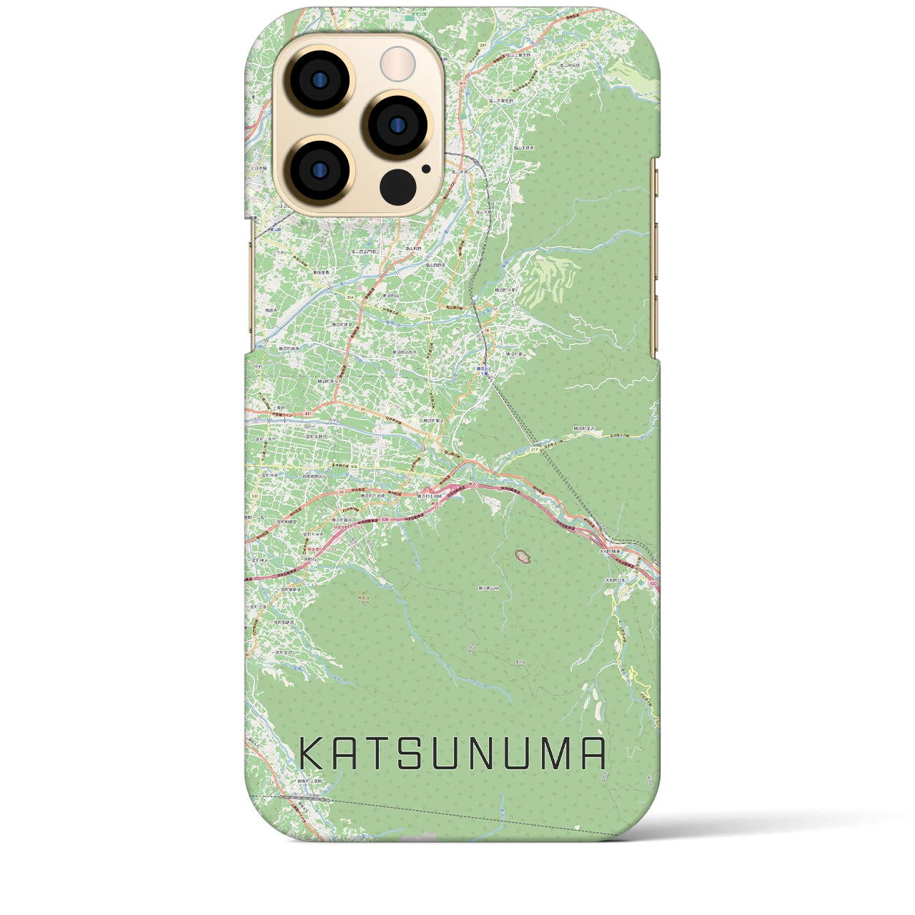 【勝沼（山梨県）】地図柄iPhoneケース（バックカバータイプ）ナチュラル・iPhone 12 Pro Max 用