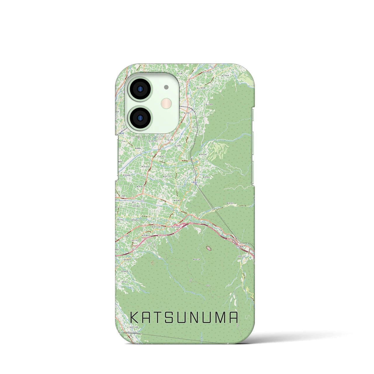 【勝沼（山梨県）】地図柄iPhoneケース（バックカバータイプ）ナチュラル・iPhone 12 mini 用