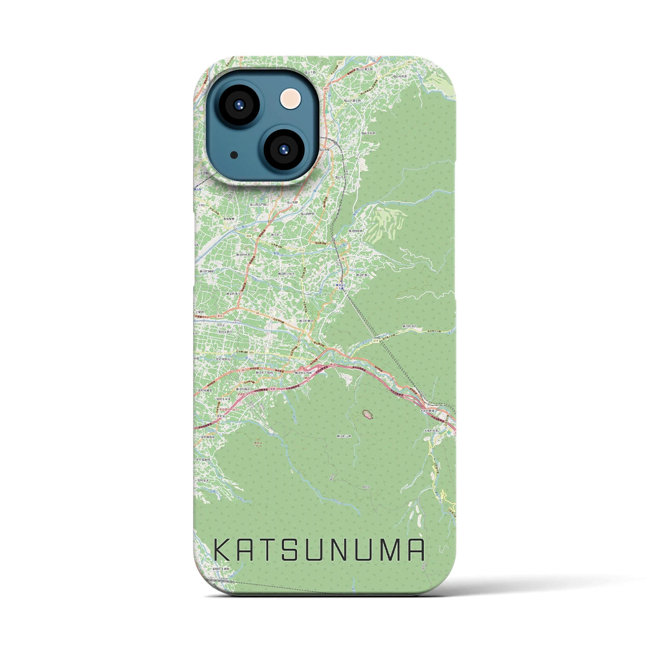 【勝沼（山梨県）】地図柄iPhoneケース（バックカバータイプ）ナチュラル・iPhone 13 用