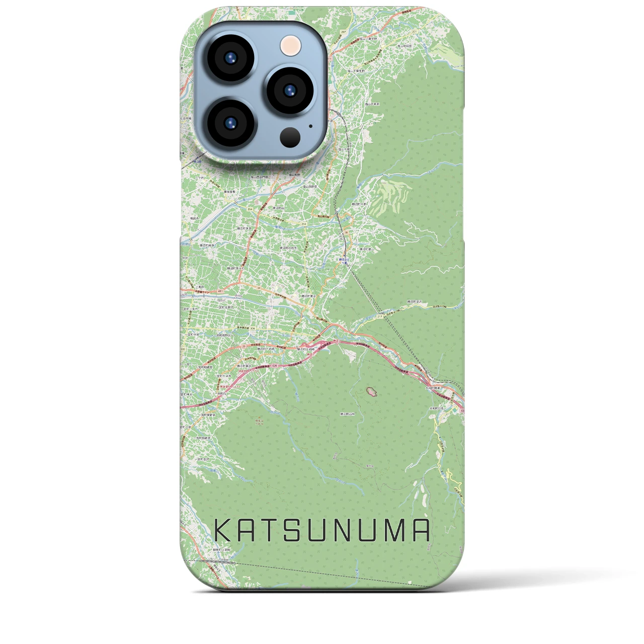 【勝沼（山梨県）】地図柄iPhoneケース（バックカバータイプ）ナチュラル・iPhone 13 Pro Max 用