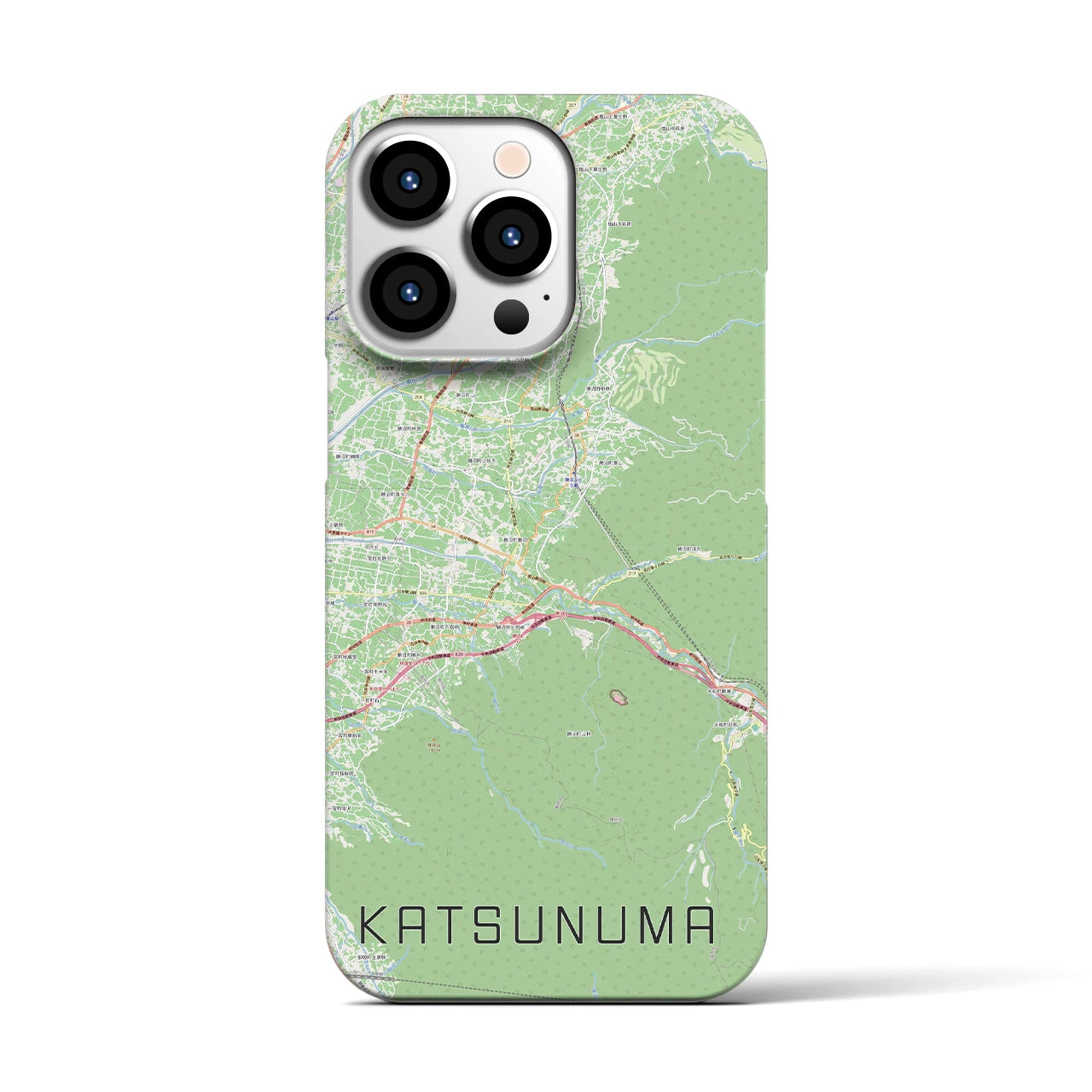 【勝沼（山梨県）】地図柄iPhoneケース（バックカバータイプ）ナチュラル・iPhone 13 Pro 用