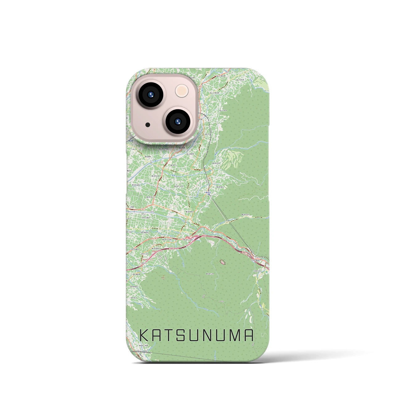 【勝沼（山梨県）】地図柄iPhoneケース（バックカバータイプ）ナチュラル・iPhone 13 mini 用