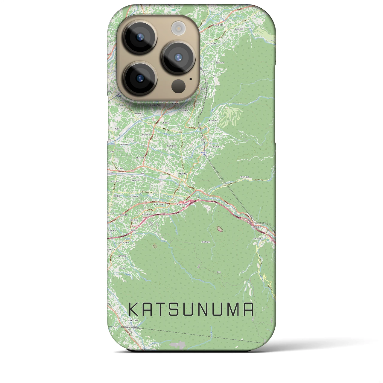 【勝沼（山梨県）】地図柄iPhoneケース（バックカバータイプ）ナチュラル・iPhone 14 Pro Max 用