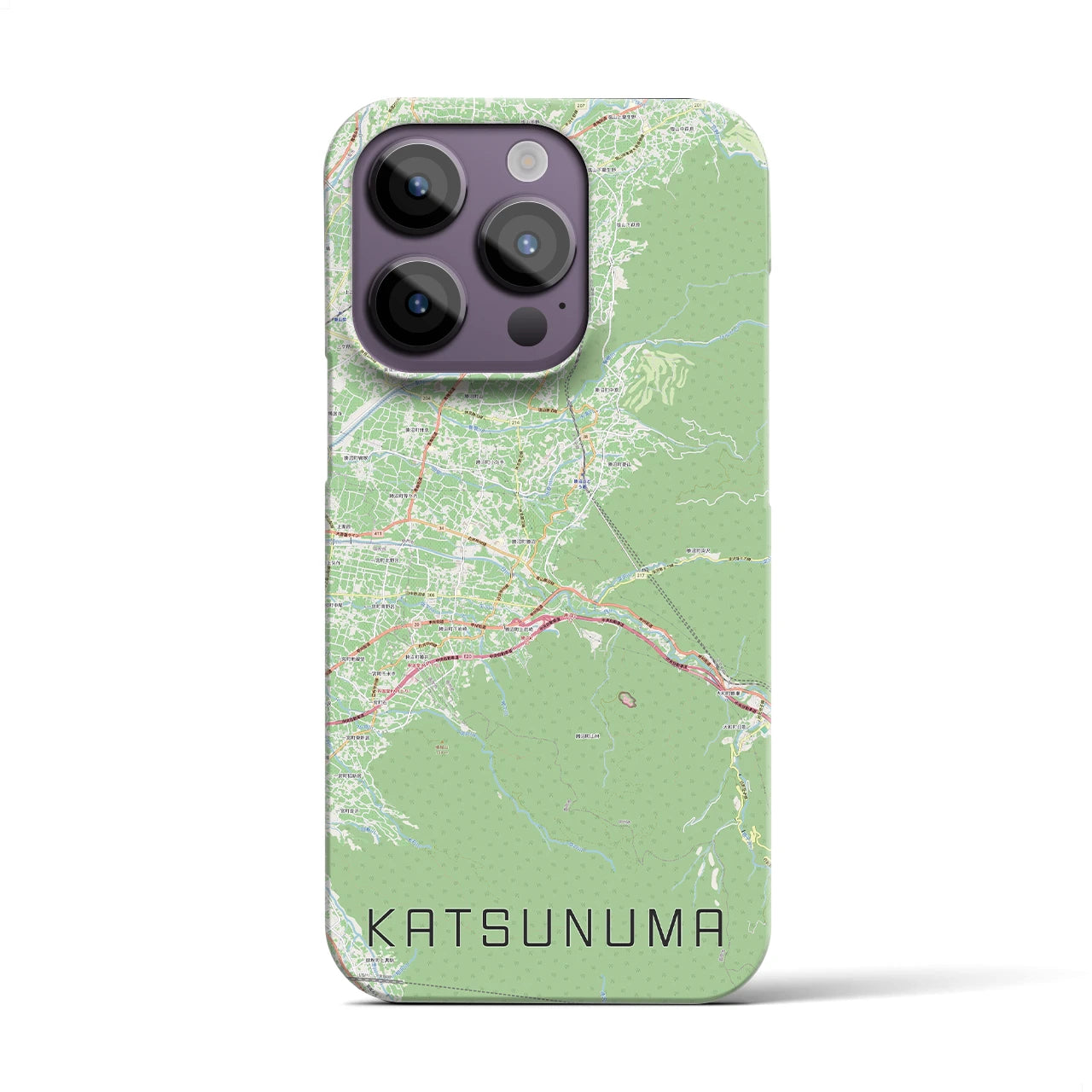 【勝沼（山梨県）】地図柄iPhoneケース（バックカバータイプ）ナチュラル・iPhone 14 Pro 用