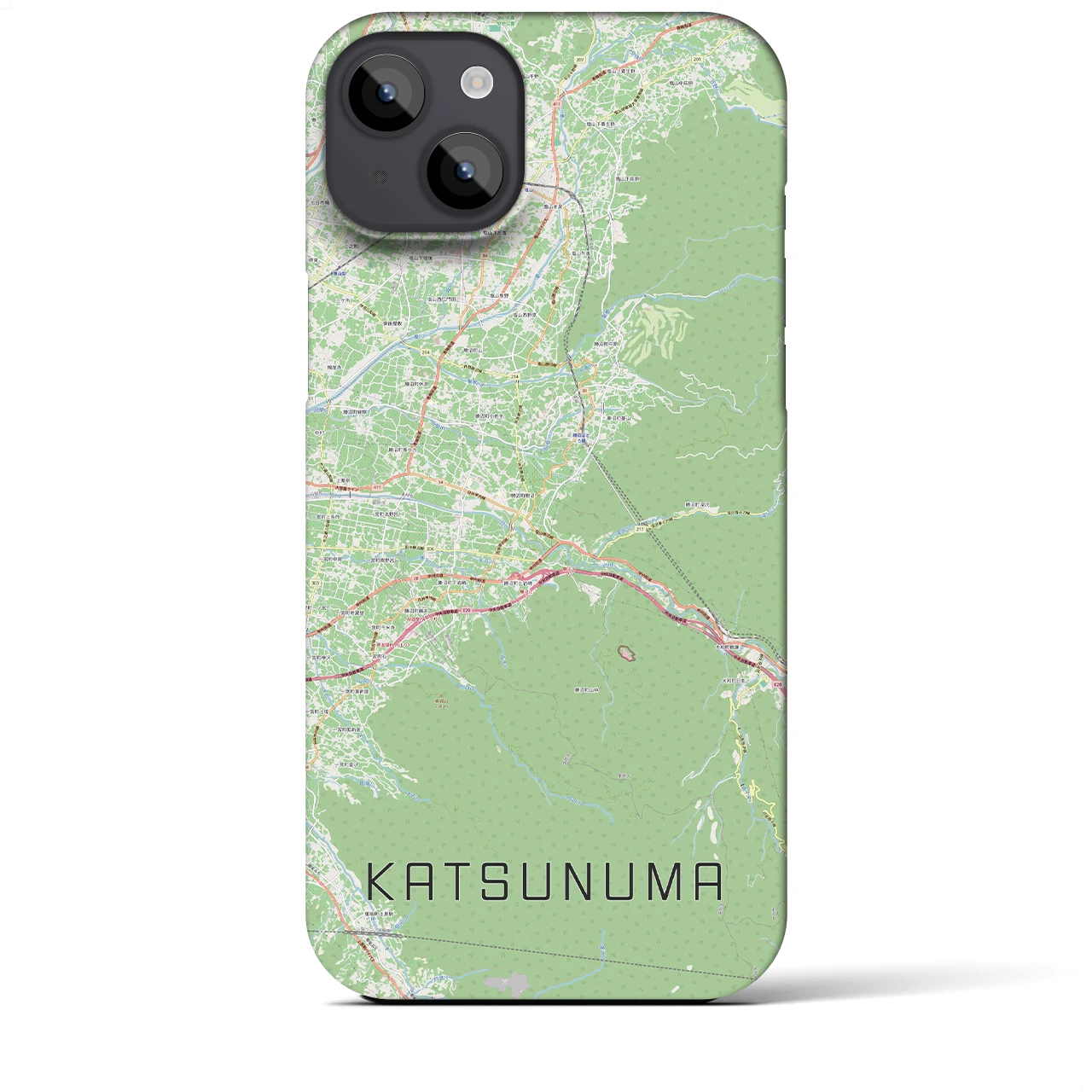 【勝沼（山梨県）】地図柄iPhoneケース（バックカバータイプ）ナチュラル・iPhone 14 Plus 用