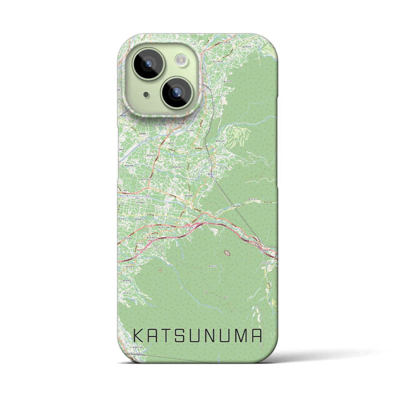 【勝沼（山梨県）】地図柄iPhoneケース（バックカバータイプ）ナチュラル・iPhone 15 用