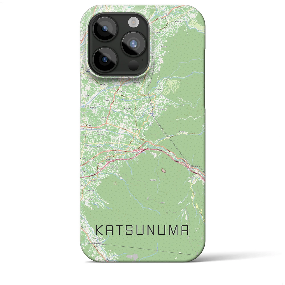 【勝沼（山梨県）】地図柄iPhoneケース（バックカバータイプ）ナチュラル・iPhone 15 Pro Max 用