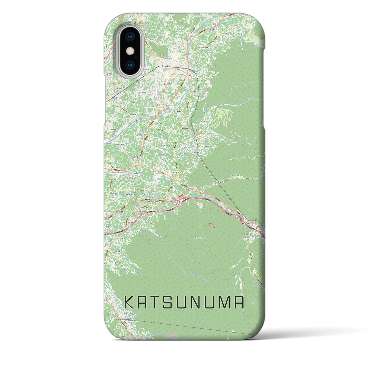 【勝沼（山梨県）】地図柄iPhoneケース（バックカバータイプ）ナチュラル・iPhone XS Max 用