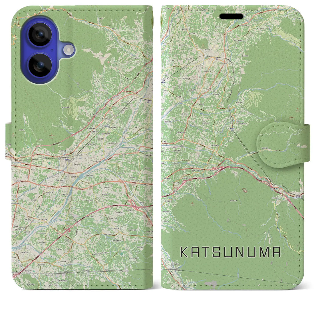 【勝沼（山梨県）】地図柄iPhoneケース（手帳タイプ）ナチュラル・iPhone 16 Pro Max 用