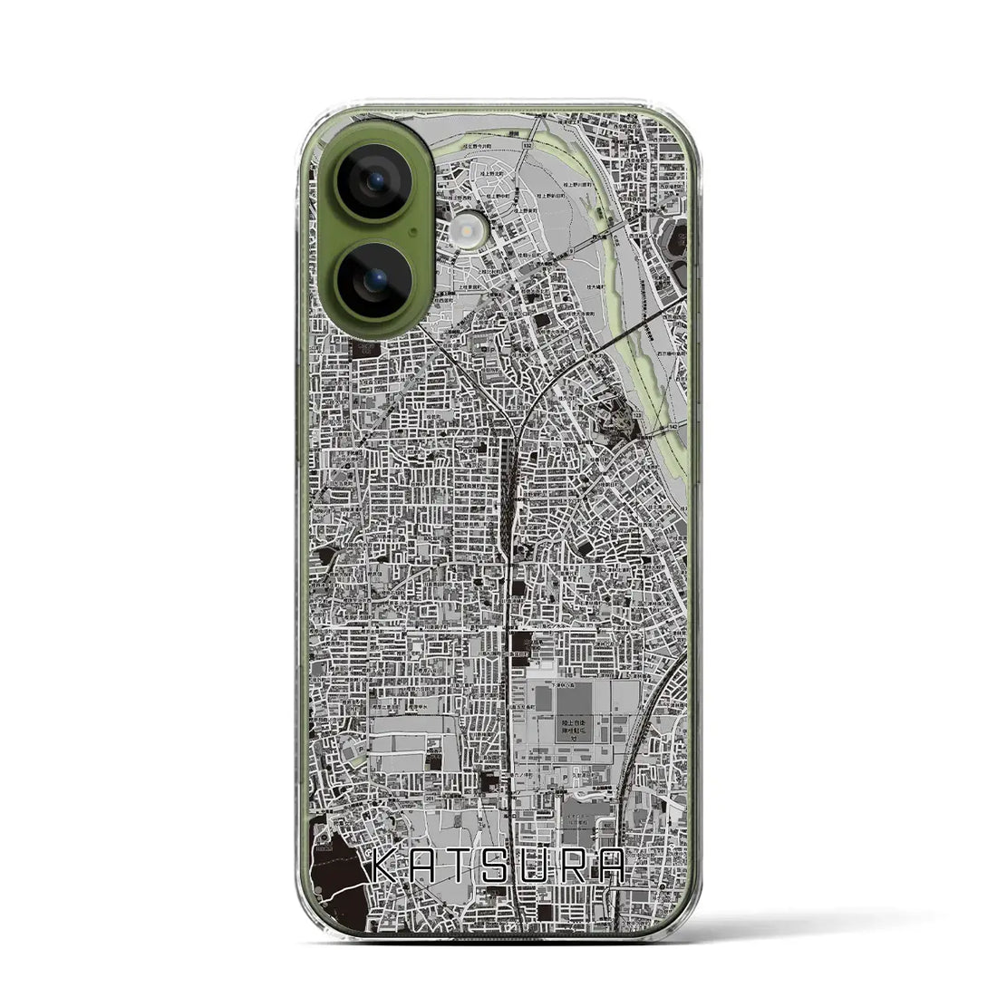 【桂（京都府）】地図柄iPhoneケース（クリアタイプ）モノトーン・iPhone 17 Pro Max 用