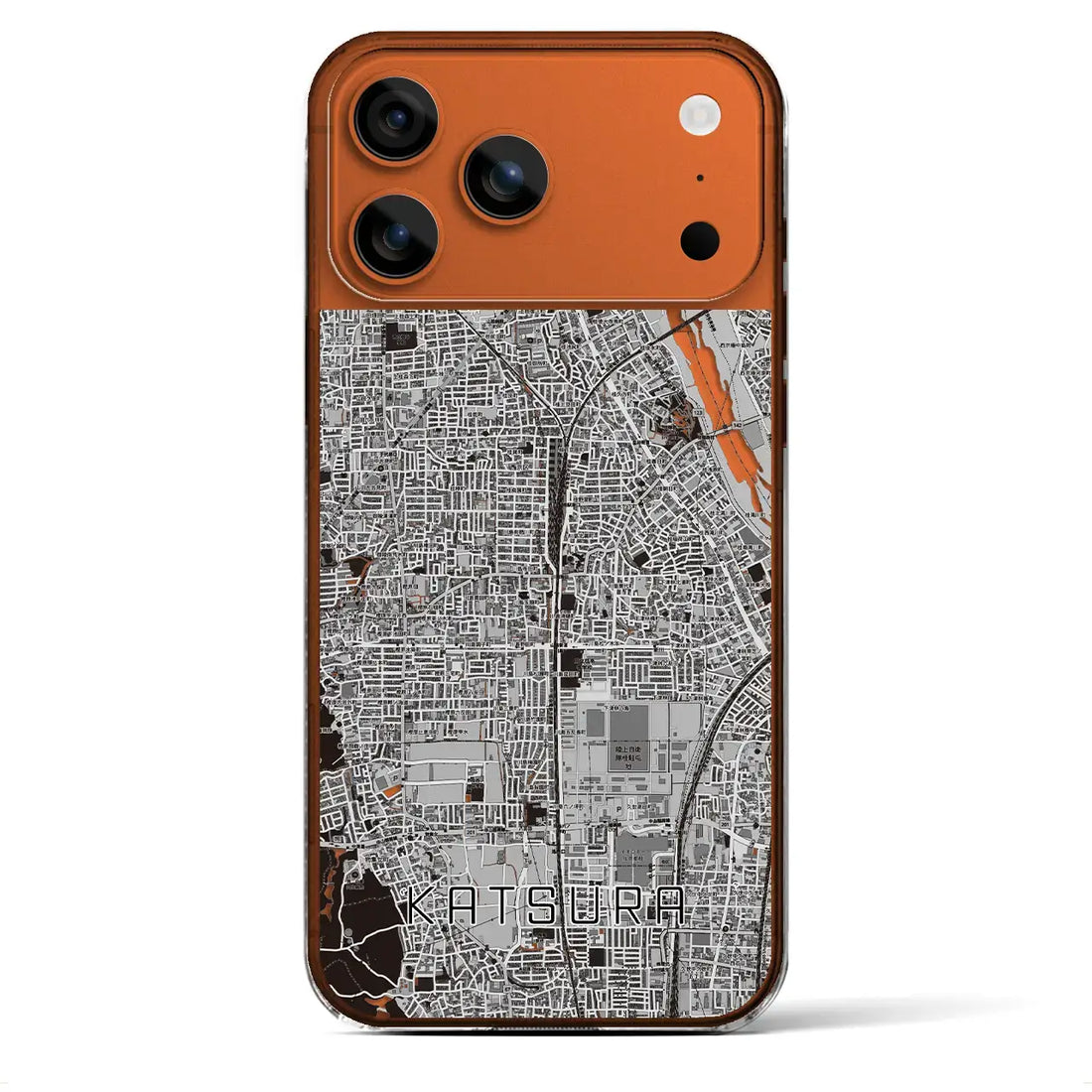 【桂（京都府）】地図柄iPhoneケース（クリアタイプ）モノトーン・iPhone 17 Pro Max 用