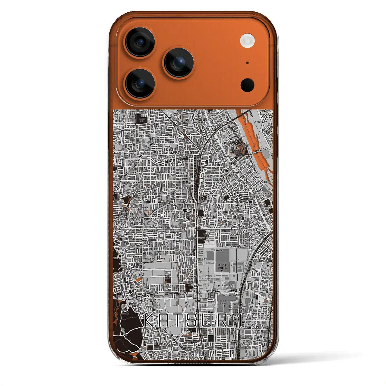 【桂（京都府）】地図柄iPhoneケース（クリアタイプ）モノトーン・iPhone 17 Pro Max 用