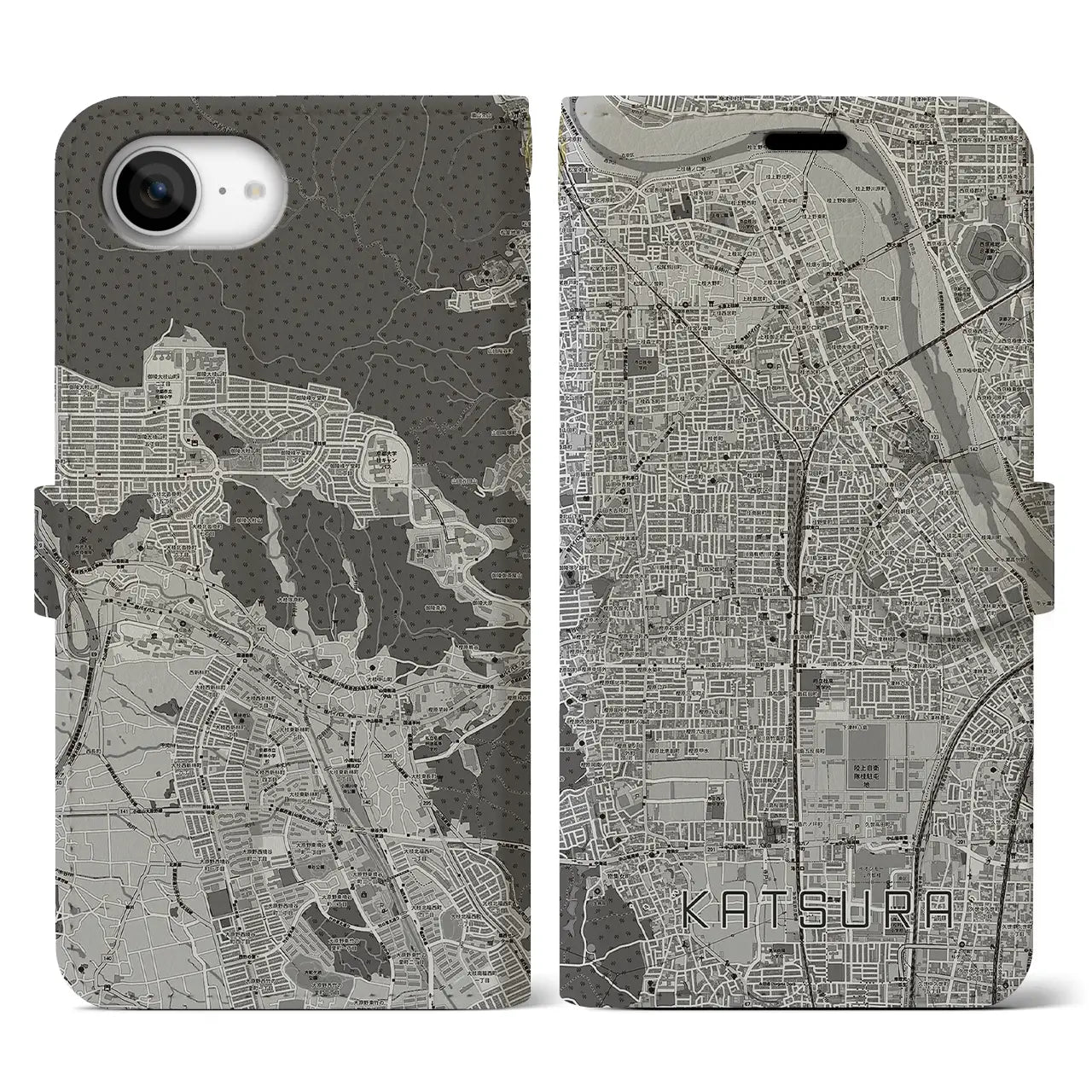 【桂（京都府）】地図柄iPhoneケース（手帳タイプ）