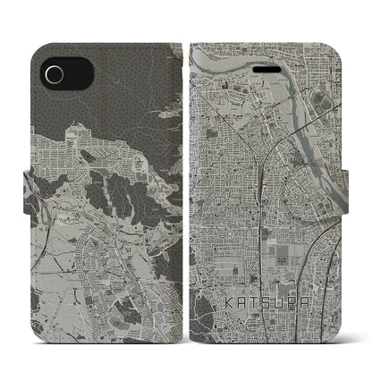 【桂（京都府）】地図柄iPhoneケース（手帳タイプ）モノトーン・iPhone SE（第3 / 第2世代） / 8 / 7 / 6s / 6 用