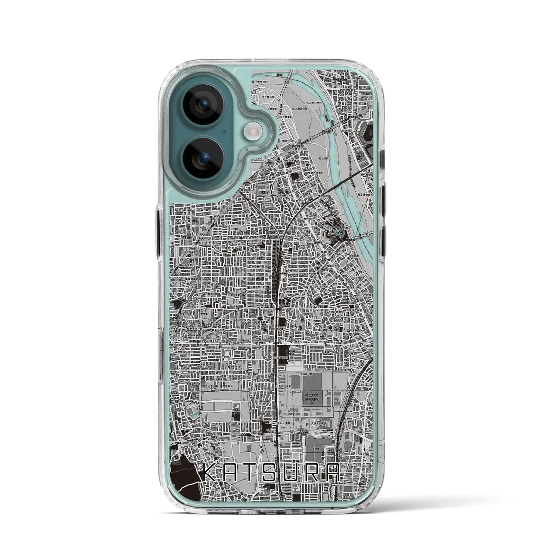 【桂（京都府）】地図柄iPhoneケース（MagSafeタイプ）モノトーン・iPhone 16 Pro 用