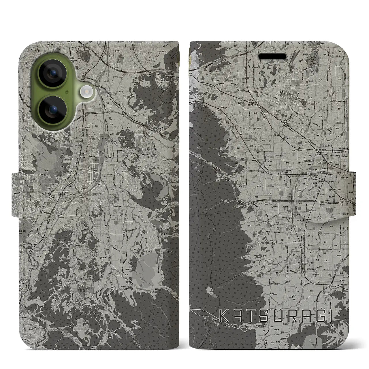 【葛城（奈良県）】地図柄iPhoneケース（手帳タイプ）