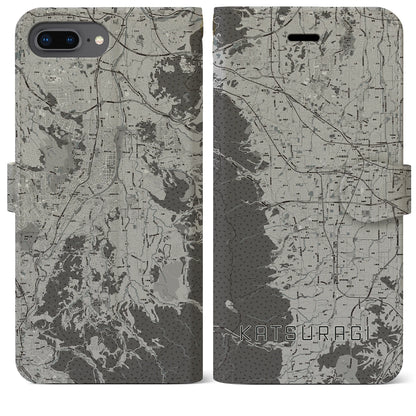 【葛城（奈良県）】地図柄iPhoneケース（手帳タイプ）モノトーン・iPhone 8Plus /7Plus / 6sPlus / 6Plus 用