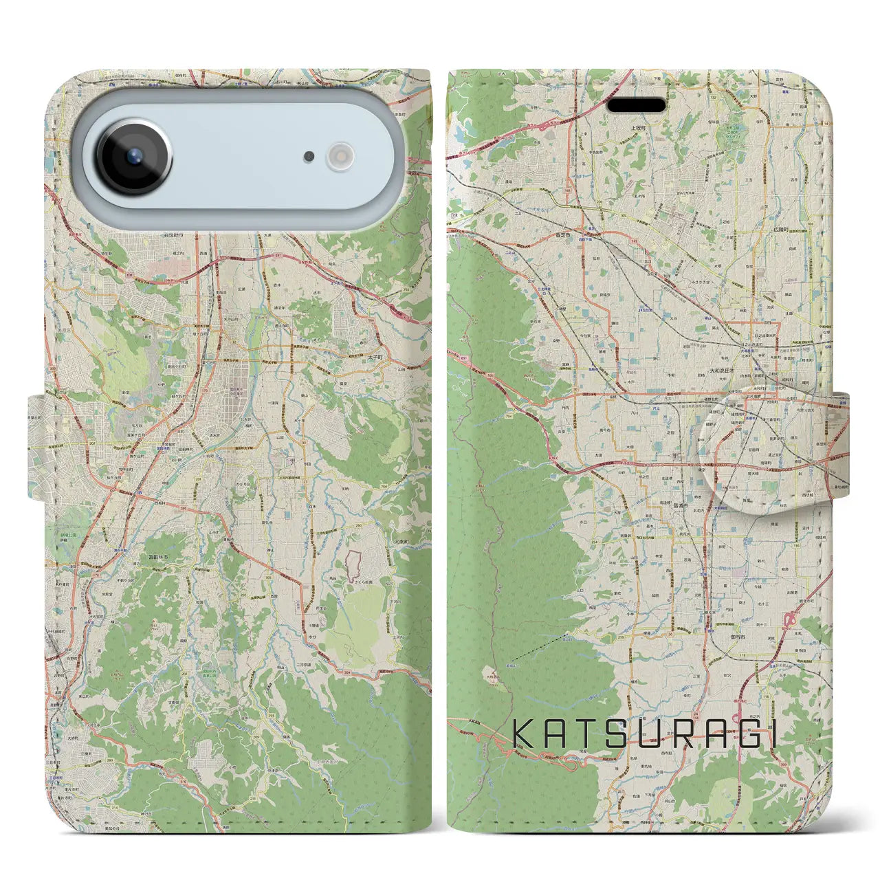 【葛城（奈良県）】地図柄iPhoneケース（手帳タイプ）