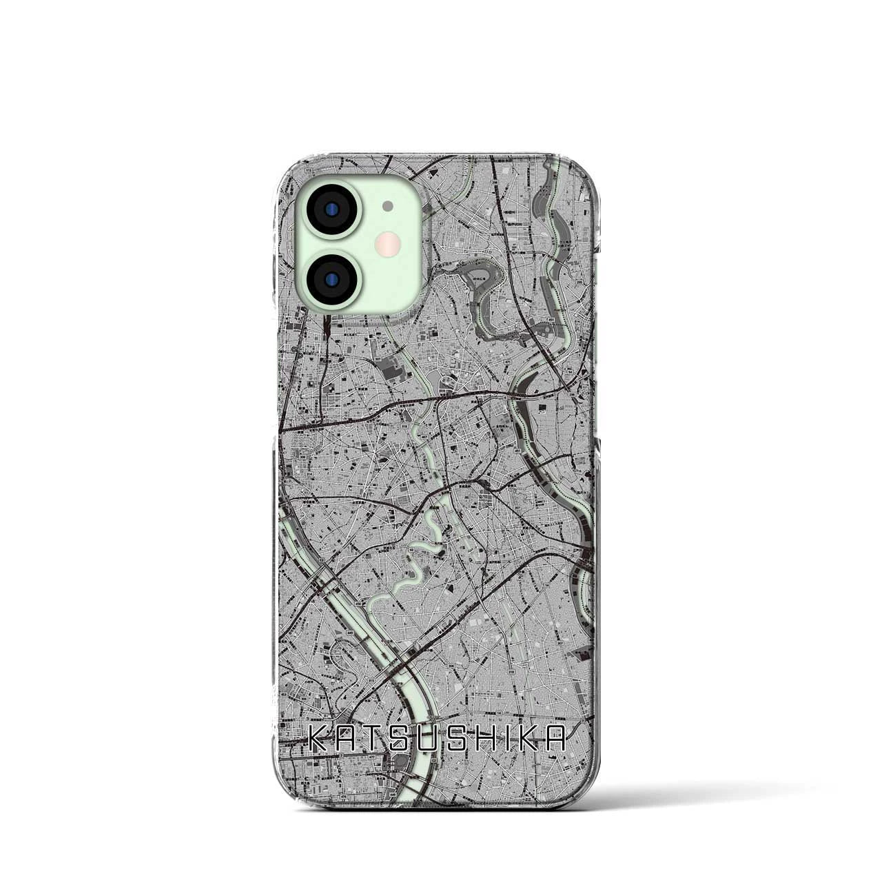 【葛飾（東京都）】地図柄iPhoneケース（クリアタイプ）モノトーン・iPhone 12 mini 用