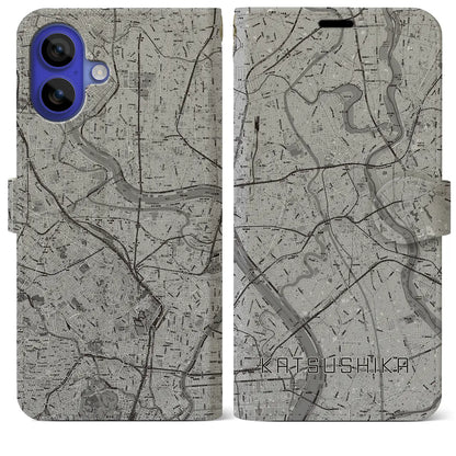 【葛飾（東京都）】地図柄iPhoneケース（手帳タイプ）モノトーン・iPhone 16 Pro Max 用