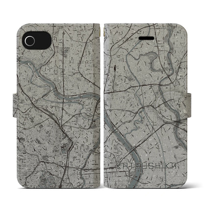 【葛飾（東京都）】地図柄iPhoneケース（手帳タイプ）モノトーン・iPhone SE（第3 / 第2世代） / 8 / 7 / 6s / 6 用