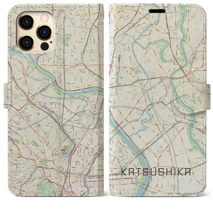 【葛飾（東京都）】地図柄iPhoneケース（手帳タイプ）ナチュラル・iPhone 12 Pro Max 用