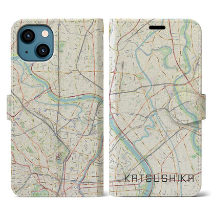 【葛飾（東京都）】地図柄iPhoneケース（手帳タイプ）ナチュラル・iPhone 13 用
