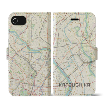 【葛飾（東京都）】地図柄iPhoneケース（手帳タイプ）ナチュラル・iPhone SE（第3 / 第2世代） / 8 / 7 / 6s / 6 用