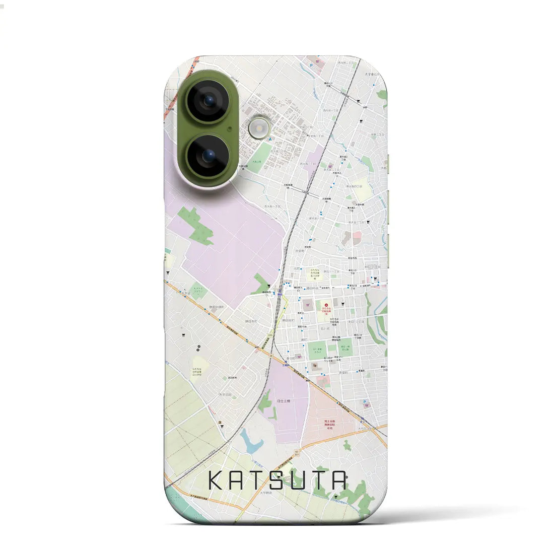 【勝田（茨城県）】地図柄iPhoneケース（バックカバータイプ）ブラック・iPhone 17 Pro Max 用