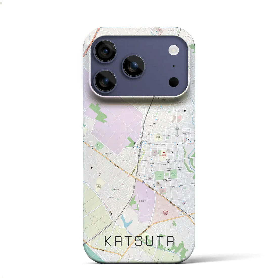 【勝田（茨城県）】地図柄iPhoneケース（バックカバータイプ）ナチュラル・iPhone 17 Pro Max 用