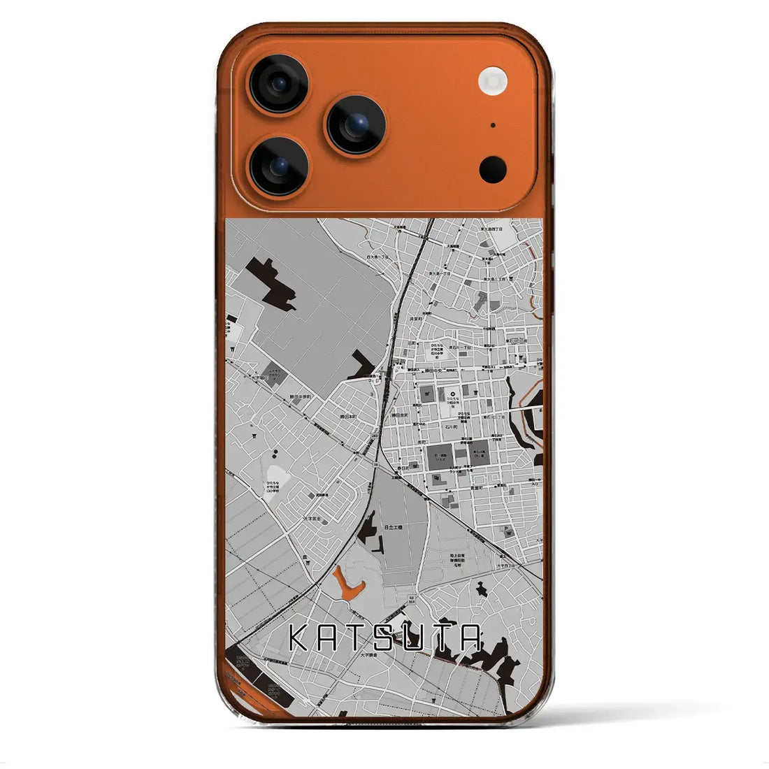【勝田（茨城県）】地図柄iPhoneケース（クリアタイプ）モノトーン・iPhone 17 Pro Max 用
