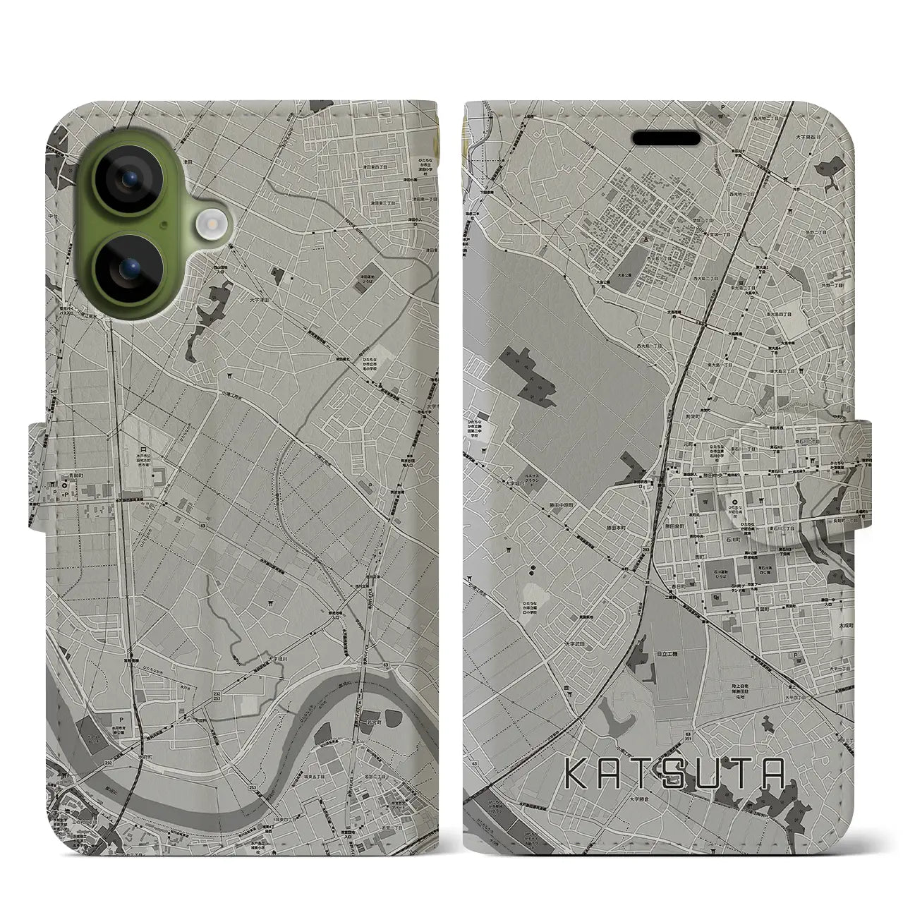 【勝田（茨城県）】地図柄iPhoneケース（手帳タイプ）