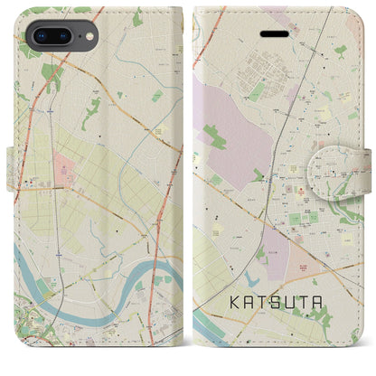 【勝田（茨城県）】地図柄iPhoneケース（手帳タイプ）ナチュラル・iPhone 8Plus /7Plus / 6sPlus / 6Plus 用