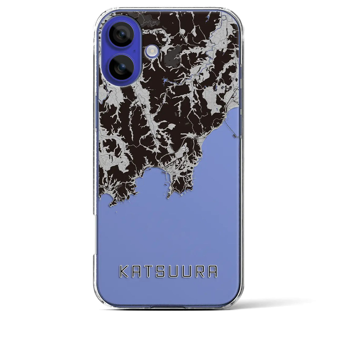 【勝浦（千葉県）】地図柄iPhoneケース（クリアタイプ）モノトーン・iPhone 16 Pro Max 用