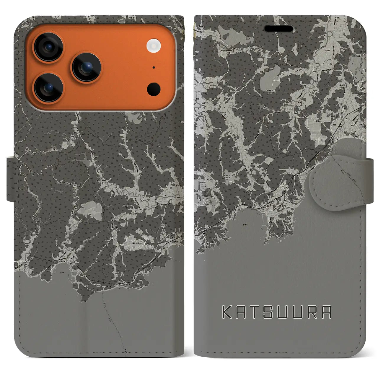 【勝浦（千葉県）】地図柄iPhoneケース（手帳タイプ）