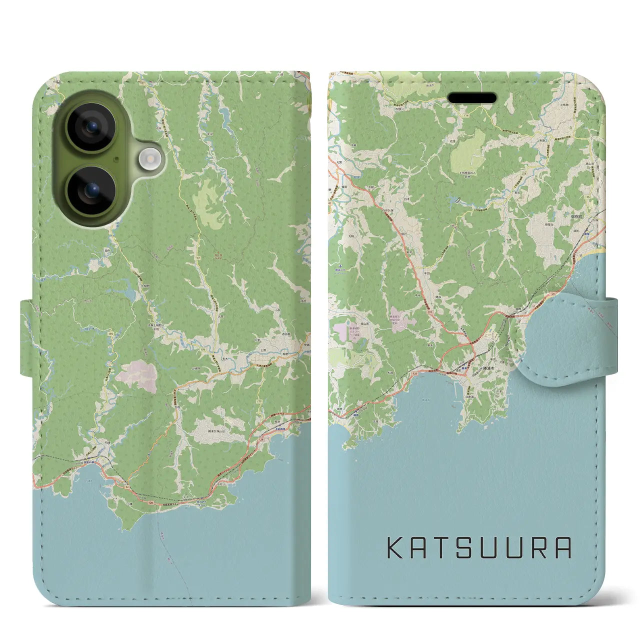 【勝浦(千葉県)】地図柄iPhoneケース(手帳タイプ)ナチュラル・iPhone 17 Pro Max 用