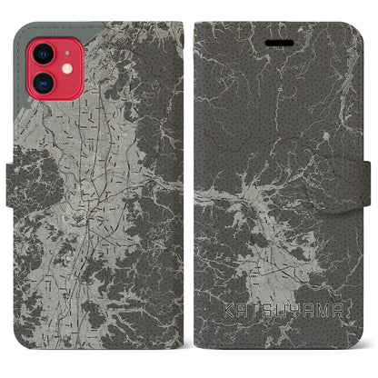 【勝山（福井県）】地図柄iPhoneケース（手帳タイプ）モノトーン・iPhone 11 用