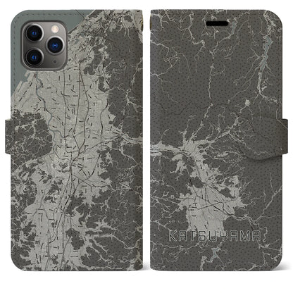 【勝山（福井県）】地図柄iPhoneケース（手帳タイプ）モノトーン・iPhone 11 Pro Max 用