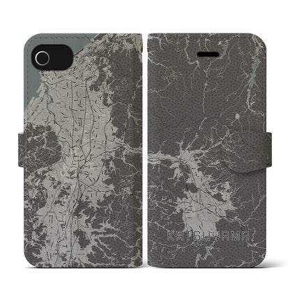 【勝山（福井県）】地図柄iPhoneケース（手帳タイプ）モノトーン・iPhone SE（第3 / 第2世代） / 8 / 7 / 6s / 6 用