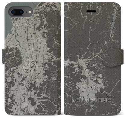 【勝山（福井県）】地図柄iPhoneケース（手帳タイプ）モノトーン・iPhone 8Plus /7Plus / 6sPlus / 6Plus 用
