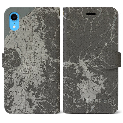 【勝山（福井県）】地図柄iPhoneケース（手帳タイプ）モノトーン・iPhone XR 用