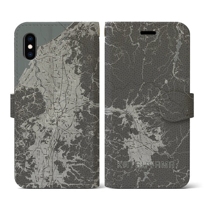 【勝山（福井県）】地図柄iPhoneケース（手帳タイプ）モノトーン・iPhone XS / X 用