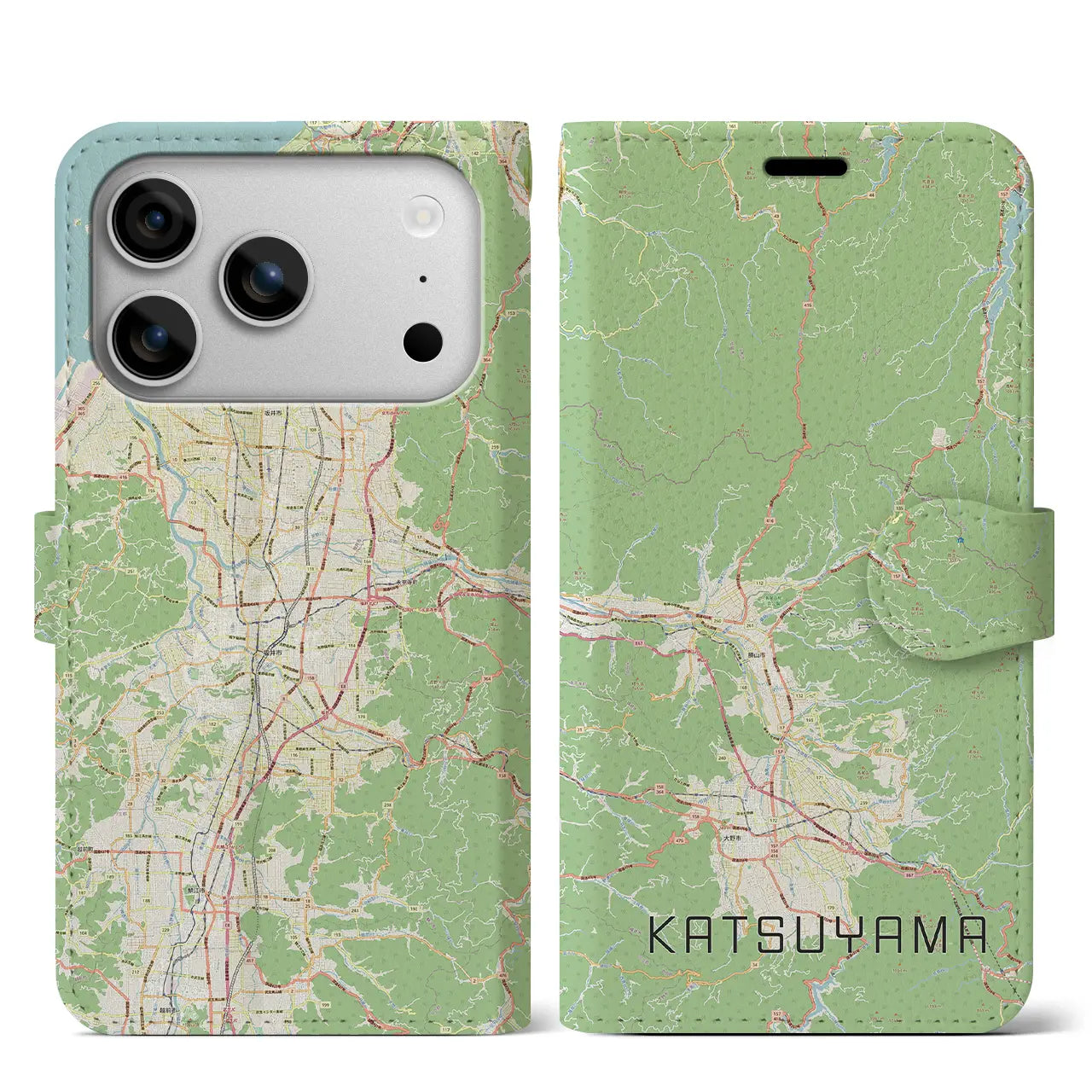 【勝山（福井県）】地図柄iPhoneケース（手帳タイプ）