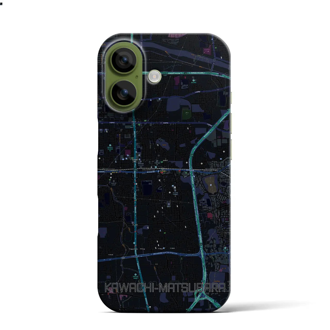 【河内松原（大阪府）】地図柄iPhoneケース（バックカバータイプ）